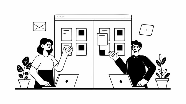 Business collaboration, teamwork, workflow planning, office productivity vector