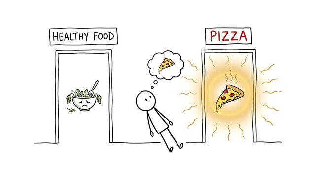 Funny Healthy Food vs Pizza Choice Doodle