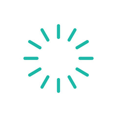 Obraz premium Teal circular loading spinner with twelve radial segments isolated on a white background, for web interface, progress indicators