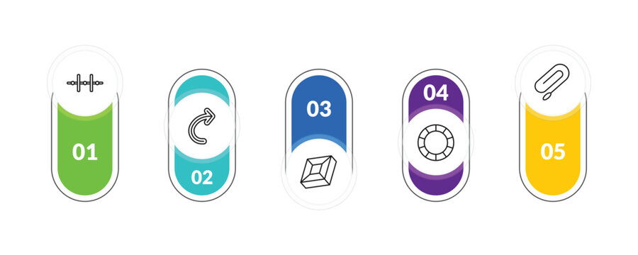 outline geometry icons set - vertical alignment, undo, circular, clip. editable vector for web and mobile ui