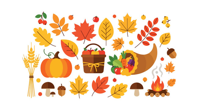 A colorful arrangement of fall elements