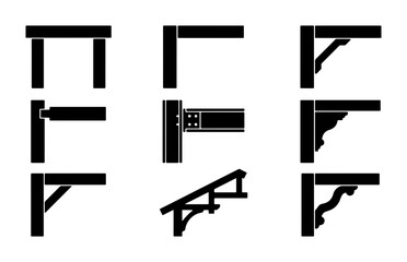 Architectural Brackets and Supports, Structural Elements, Decorative Corbels, Vector Icons Set © Sanjida