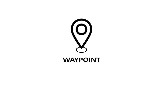Animated gps location pin drop with waypoint marker loop, minimalist navigation motion