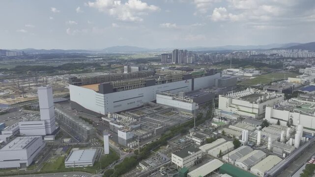 Aerial view of SK Hynix semiconductor factory complex in Cheongju, South Korea