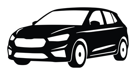 Obraz premium Modern Black SUV Vector Silhouette, Urban Commuter Vehicle, Automotive Design Element, Clean Transportation Graphic