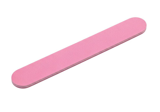 Pink nail file with fine grit texture isolated on a transparent background for beauty salon projects