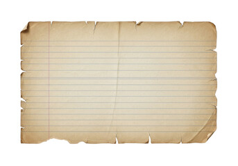 Fototapeta premium Vintage lined paper sheet with torn edges isolated on a transparent background for creative writing