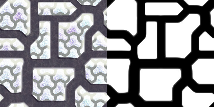 Seamless steel floor plate texture. Metal texture via an alpha channel.