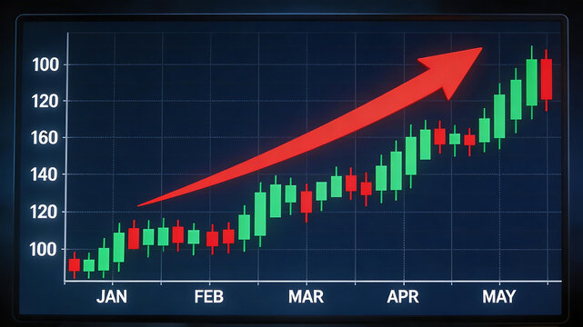 Stock market chart with upward trend representing visionary leadership and market dominance