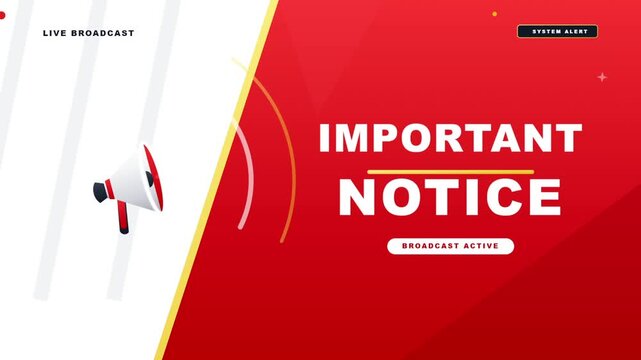 Animated important notice broadcast alert with megaphone