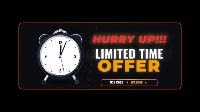 Animated limited time offer with alarm clock