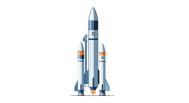 A sleek, modern space rocket stands ready for launch.