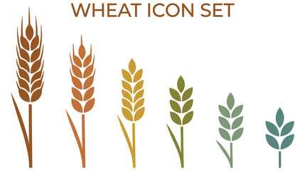 Wheat ears icons in different sizes and colors vector illustration. © SABIKUNNAHAR