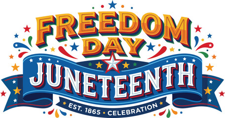 Juneteenth freedom day celebration badge with vintage typography © teknik