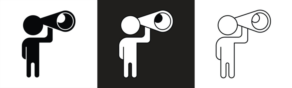 Observing Through Binoculars icon, vector illustration