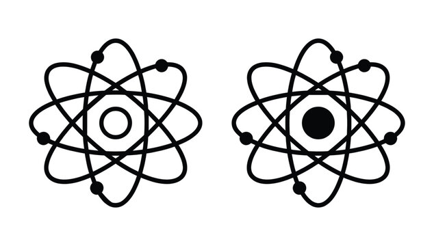 Atomic structure science symbol icon set for physics and chemistry study