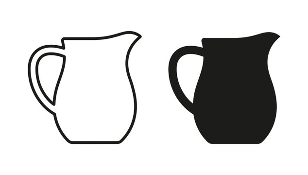 Classic kitchen water pitcher icon in outline and solid style