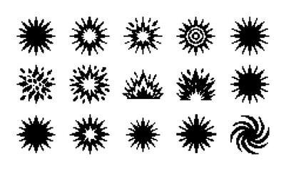 Explosion Burst Icons Set, Starburst Shapes Collection, Dynamic Energy Symbols, Graphic Elements for Design © PixelArtBox