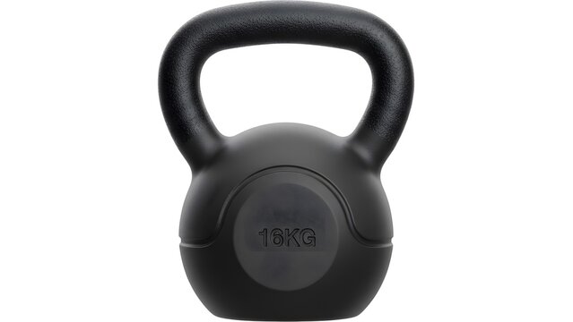 Heavy sixteen kilogram black iron kettlebell for strength training