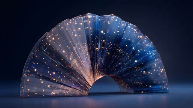 Sparkling acrylic half moon arc with glowing particles