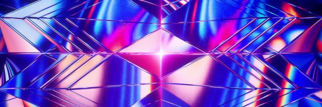 Neon Geometric Diamond Pattern VJ Loop and Abstract Synthwave Crystal Motion Background