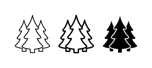 Pine Tree Icons, Evergreen Forest Symbols, Nature Landscape Graphics, Winter Woodland Elements © Imtiaz