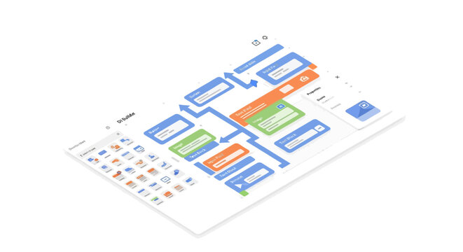 A colorful infographic with blue, green, orange and red rectangles on white background.