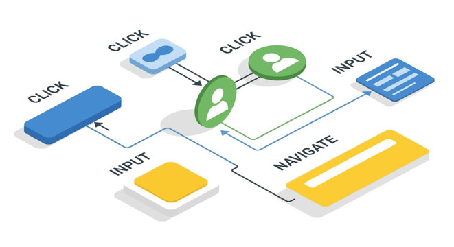 A flowchart diagram illustrating website navigation and user interface elements.