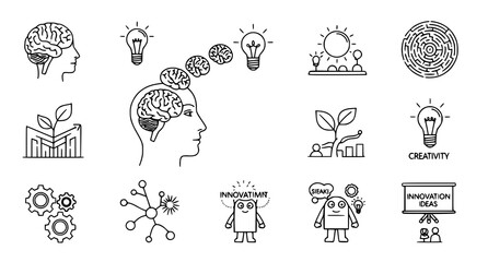 Innovation and creative problem solving concept icons set with innovation, creativity © Kapilbiswas