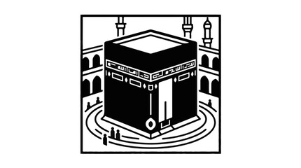 Naklejka premium Kaaba mecca islamic icon black