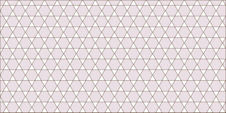 Abstract geometric seamless pattern with pink equilateral triangles tessellation design arranged in hexagonal grid background
