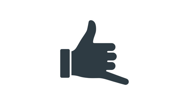 Call me hand gesture icon black silhouette.