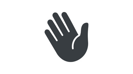 Dark grey silhouette of an open waving hand gesture. © Koi