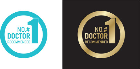 Naklejka premium The number one doctor recommendation badge icon is blue and gold, the best product quality.
