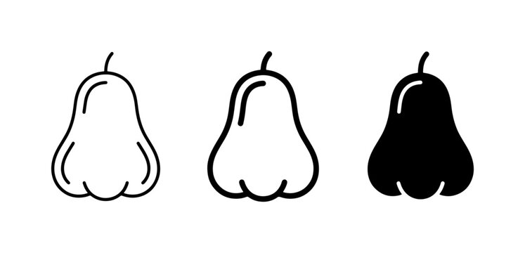 Rose Apple Icons, Bell Fruit Vector Graphics, Jambu Air Symbols, Fresh Fruit Set