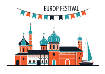 A colorful illustration of a European-style building © Darna