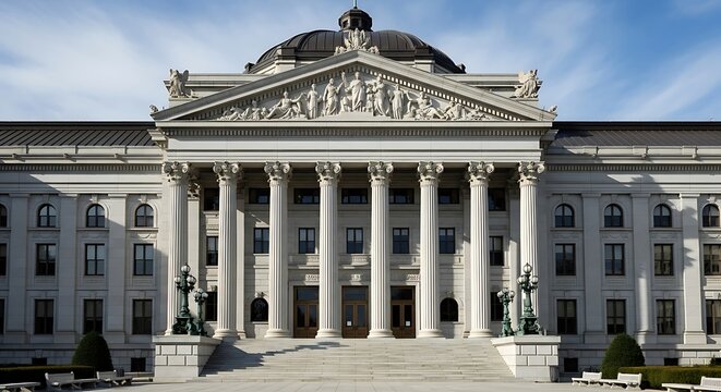 Classic neoclassical architecture building exterior view.
