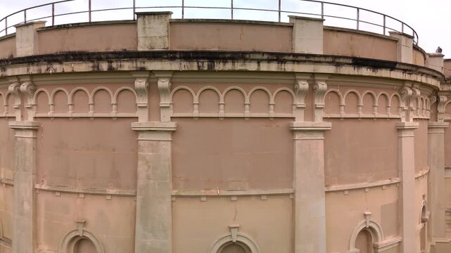 Waverley Reservoir is an ornately decorated early twentieth century water tank in eastern suburbs of Sydney, Australia near Bondi Beach. Long orbit of building in CW direction.