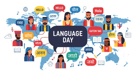 A diverse group of people from around the world celebrating Language Day © Erdi