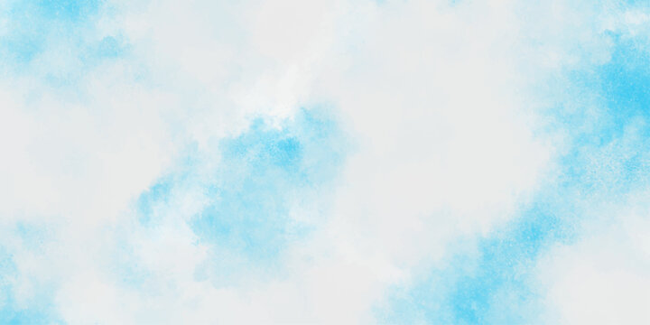 Artistic blue watercolor texture background with soft fluid paint washes for elegant creative backdrop design, white and blue watercolor background