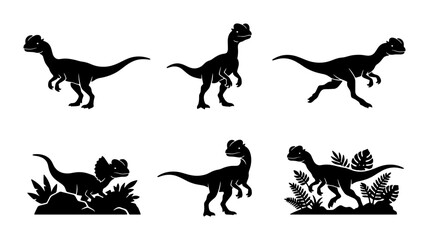 Dinosaur Silhouettes Vector Set, Prehistoric Creatures Collection, Jurassic Era Animals, Black Icons for Kids and Education © Ashraful