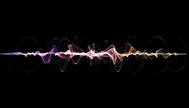 Colorful audio wave form graphic on a black background