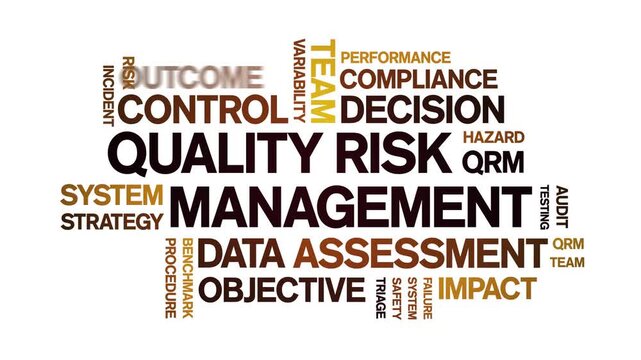 Quality Risk Management animated word cloud-text design animation tag kinetic typography seamless loop.