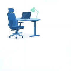 Fototapeta premium Modern Workspace Illustration with Chair and Desk Setup