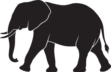 Fototapeta premium Black silhouette elephant walking graphic