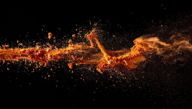 Powdered orange substance exploding across black