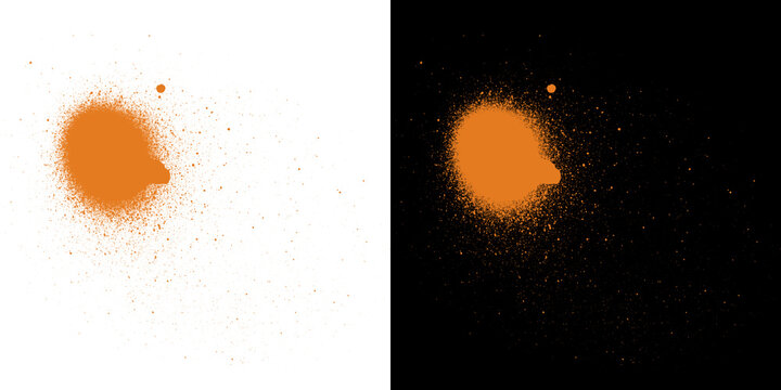 Orange powder explosion forming human head on transparent background