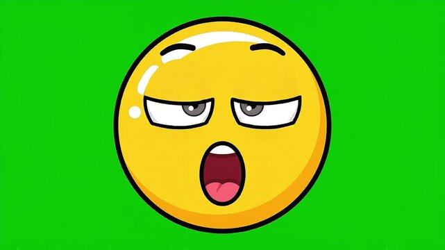 Yellow emoji face changing facial expressions on green background