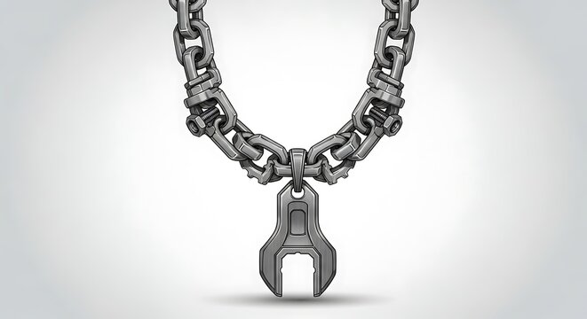 Close-up of a silver chain necklace with a cross pendant.
