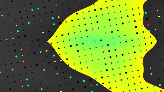 Black fish swimming through dotted gradient background
